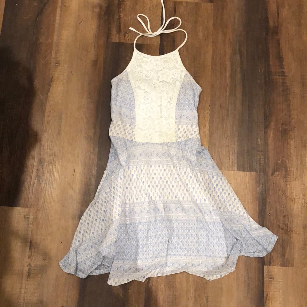 Blue mini halter dress